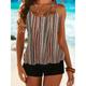 Women's Swimwear Tankini 2 Piece Normal Swimsuit 2 Piece Stripe Printing Striped Beach Wear Summer Bathing Suits