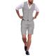 Sky Blue Men's Wedding Linen Suits Summer Beach Vest Shorts Sets Casual Sleeveless Waistcoat 2 Piece Solid Colored Tailored Fit 2024