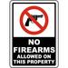 Traffic & Warehouse Signs - No Firearms Allowed on This Property Sign - Weather Approved Aluminum Street Sign 0.04 Thickness - 18 X 24