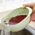 1pc Plastic Rice Washing Washing Fruit Bowl With Strainer - Efficiently Wash Small Grains And Kitchen Gadgets.