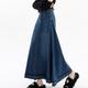 Women's Swing Long Skirt Maxi Skirts Solid Colored Casual Daily All Seasons Denim Basic Summer Blue