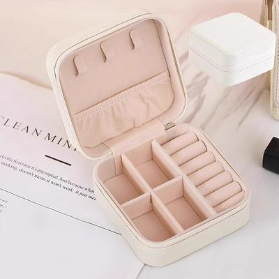 Portable Mini Jewelry Storage Box Travel Organizer Jewelry Case Leather Storage Earrings Necklace Ring Jewelry Organizer Display