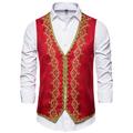 Men's Vest Waistcoat Christmas Wedding Party New Year Medieval Renaissance Summer Spring Vintage Style Embroidery Polyester Cosplay Color Block V Neck Skinny Black White Red Vest
