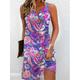 Women's Tank Dress Summer Dress Floral Print Button Split Neck Mini Dress Active Vintage Outdoor Daily Sleeveless Regular Fit Blue Light Purple Purple Summer Spring S M L XL XXL