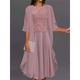 Women's Two Piece Dress Set Casual Dress Lace Dress Outdoor Daily Fashion Elegant Lace Embroidered Midi Dress Crew Neck 3/4 Length Sleeve Floral Regular Fit Pink Summer Spring S M L XL XXL