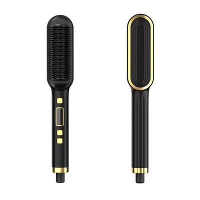 Professional Hair Straightener Curling Comb Hair Comb Hair Straightener Brush Electric Rod Hot Comb Hair Brush Professional Hot Heating Hair Comb Brush Straightening Curler Brush Styling Tool