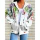 Women's Hoodie Jacket Breathable Comfortable Outdoor Street Sport Print Pocket Drawstring Zipper Hoodie Sports Daily Casual Floral Regular Fit Outerwear Long Sleeve Fall Winter White Yellow Pink S M