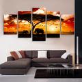 5 Panels Wall Art Canvas Prints Posters Painting Artwork Picture Elephant Animal Tree Sunset Home Decoration Décor Rolled Canvas With Stretched Frame