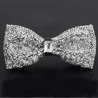 Men's Party Bow Tie Bow Fashion men's diamond-studded star bow tie bow trendy party Accessories Men Luxury Sparkling Diamante Bowties Silver crystal and gem bow tie