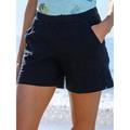 Women's Shorts Bermuda shorts Faux Linen Plain Pocket Split Short Mid Waist Streetwear Basic Daily Weekend Black White S M Summer Spring Fall