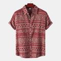 Men's Shirt Summer Hawaiian Shirt Button Up Shirt Summer Shirt Casual Shirt Red khaki Beach Stand Collar Button Down Collar Casual Vacation Clothing Apparel Boho Casual