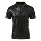 Men's Polo Shirt Golf Shirt Club Cuban Collar Lapel Short Sleeve Casual Waves Novelty Button Front Regular Fit Silver Black Gold Polo Shirt