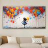 Large Balloon Girl Dream Big Dreams Graffiti Canvas Wall Art Handpainted Gril Oil Painting Street art Handmade Graffiti Art Dreams On Canvas For Home Decor No Frame