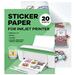 Sticker Paper for Inkjet Printer - Glossy Sticker Paper (20 Sheets 8.5x11) - Printable Sticker Paper - Cricut Sticker Paper - Vinyl Sticker Paper - Printable Vinyl for Inkjet Printer // Paper Plan