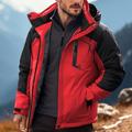 Men's Winter Jacket Fleece Jacket Raincoat Hiking Jacket Outdoor Daily Wear Warm Pocket Fall Winter Color Block Fashion Streetwear Hooded Regular Black Red Royal Blue Blue Ink Blue Jacket