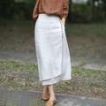 Women's Pencil Long Skirt Linen Skirts Midi Skirts Split Ripped Asymmetric Hem Solid Colored Office / Career Street Summer Linen Cotton And Linen Fashion Streetwear Basic Casual White Blue Brown