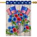 Patriotic July 4th Morning Glory American House Flag. America Memorial Day Outdoor Home Decorative Garden Yard Outside Flower Decorations. USA Spring Summer Farmhouse Burlap Large