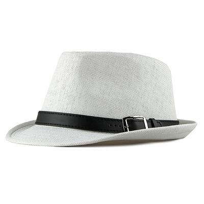 Men's Straw Hat Sun Hat Panama Hat Fedora Trilby Hat Black White Straw Braided Simple 1920s Fashion Casual Street Dailywear Weekend Pure Color Portable Comfort Breathable Fashion