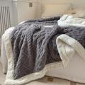 Solid Color Thickened Warm Double Layer Lamb Cashmere Jacquard Blanket Office Nap Blanket Sofa Warmer Super Soft Blankets