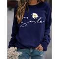 Women's Sweatshirt Pullover Cotton 100% Cotton Daisy Text Daily Sports Print Black White Yellow Active Streetwear Round Neck Long Sleeve Without Lining Micro-elastic Fall Winter