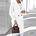 Women's Winter Coat Long Overcoat Double Breasted Notched Lapel Pea Coat Thermal Warm Windproof Trench Coat with Pockets Elegant Lady Outerwear Fall Outerwear Long Sleeve Black Khaki