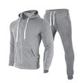 Men's Tracksuit Sweatsuit 2 Piece Full Zip Athletic Winter Long Sleeve Thermal Warm Breathable Moisture Wicking Fitness Running Jogging Sportswear Activewear Solid Colored Dark Grey Black White