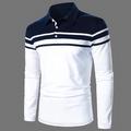 Men's Polo Shirt Golf Shirt Casual Holiday Lapel Classic Long Sleeve Fashion Basic Color Block Button Summer Regular Fit Navy Black Red Dark Navy Polo Shirt