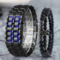 Wristwatches For Men Lava Iron Samurai Metal Bracelet Lava Watch LED Digital Watch Gifts for Male Boy Sport Creative Clock