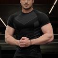 Men's Gym Shirt Sports T-Shirt Crew Neck Short Sleeve Sports Outdoor Fitness Cycling / Bike Gym Soft Quick Dry Plain Silver Black Activewear Fashion Sport