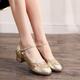 Women's Ballroom Dance Shoes Modern Shoes Performance Party Outdoor Heel Thick Heel gold 1 Gold 2 Black