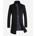 Men's Winter Coat Wool Coat Overcoat Business Casual Fall Wool Outerwear Clothing Apparel Basic Solid Colored Stand Collar Single Breasted One-button