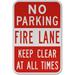 Traffic & Warehouse Signs - Fire Lane Keep Clear At All Times Sign - Weather Approved Aluminum Street Sign 0.04 Thickness - 12 X 8