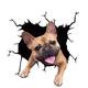 3D Car Stickers Auto Rear Window Puppy Broken Window Stickers French Bulldog Car Stickers Vinyl Decals