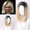 Chucky Wig Bride of Chucky Women Blonde Black Center Parting Role Play Jennifer Tilly Heat Resistant Cosplay Wig Halloween Wig