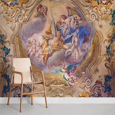 Cool Wallpapers Vintage Wallpaper Wall Mural Angels Church Covering Sticker Peel Stick Removable PVC/Vinyl Material Self Adhesive/Adhesive Required Wall Decor for Living Room Kitchen Bathroom