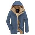 Men's Winter Coat Fleece Jacket Warm Thicken Outdoor Daily Wear Solid Color Outerwear Clothing Apparel Blue Green khaki