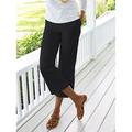 Women's Linen Pants Faux Linen Plain Black White Fashion Calf-Length Casual Daily
