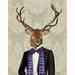 Deer in Evening Suit Portrait Poster Print - Funky Fab (18 x 24)
