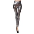 1980s High Waisted Shiny Latex Patent Leggings PU Leather Pencil Pants Disco Women's Carnival Party Pants