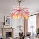 LED Pendant Light Chandelier Gorgeous Extra Large White Ostrich Feather Bouquet Pendant Light Romantic Mounted Lighting Fixture for Restaurant Bedroom