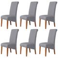6 Pcs Solid Color Dining Chair Covers, Stretch Chair Cover, Spandex High back Chair Protector Covers Seat Slipcover with Elastic Band for Dining Room,Wedding, Ceremony, Banquet