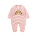 Meihuid Long Sleeve Rainbow Print Knit Sweater Jumpsuit for Infant Girls