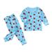HIBRO Kepi Baby Baby Bundles for Girls Toddler Girl Boy Long Fruit Print Top Trousers Casual Loose Home Wear Set For 0 To 6 Years