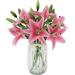 Artificial Flowers Faux Lily 6 bouquets Real Touch Fake Lily Flower for Graveside Home Wedding Party Spring Decoration Flora Arrangement(Pink 6)