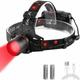 Lampe Frontale Rouge, Lampes Frontales LED Rouge de Chasse Lampe Frontale Rechargeable avec Filtre