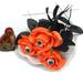 Sueyeuwdi Fake Flowers Room Decor Rose Artificial Latex Real Bride Wedding Bouquet Home Decoration 1 Piece Hallo Gifts for Women fake plants Orange 32*20*6cm