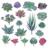 Lot de 18 Plantes Artificielles Succulentes Flocage sans Pot Mini Fausses Plantes Succulentes pour