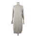 BP. Casual Dress - Sweater Dress High Neck 3/4 sleeves: Gray Print Dresses - Women's Size Medium