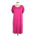 t.la Casual Dress - Shift Scoop Neck Short sleeves: Pink Solid Dresses - Women's Size Large