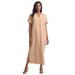 Plus Size Women's Linen Short Sleeve Maxi Dress by Jessica London in New Khaki (Size 12 W)